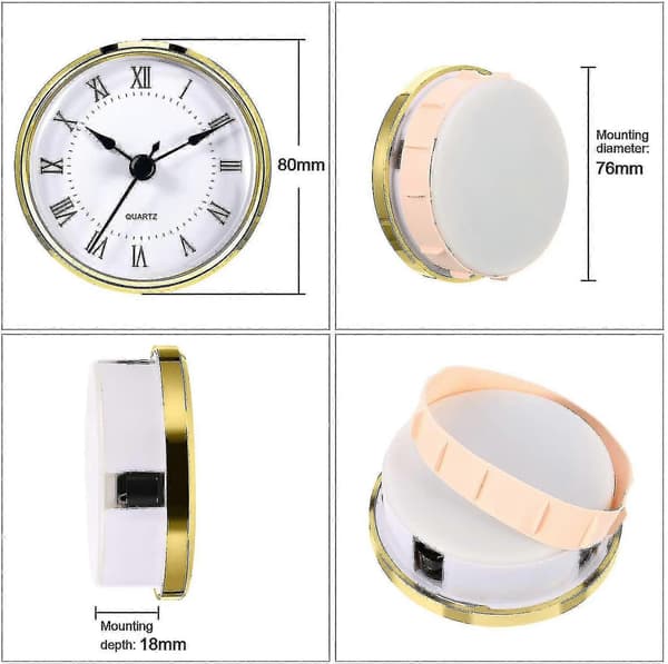 Round Clock Insert 3-1/8 Inch (80 mm) Quartz Movement Roman Numerals