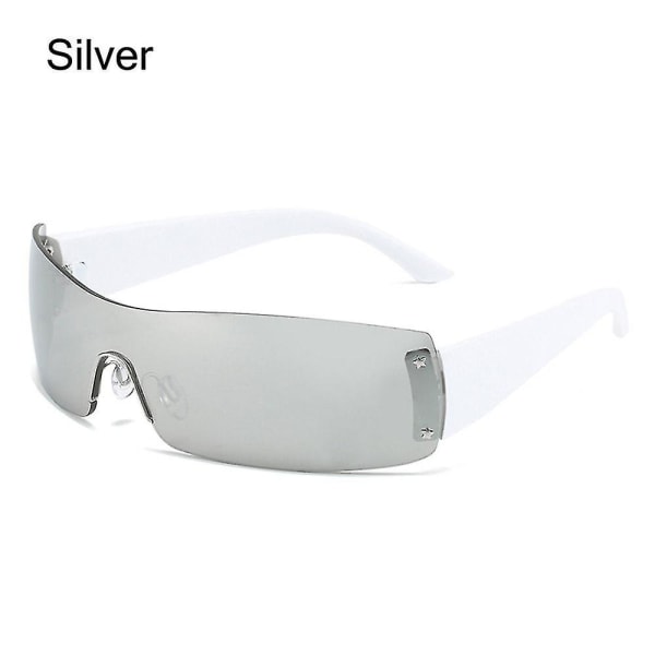 Punk One Piece Solbriller Goggle Ny Y2k Luksus Mærke Solbriller Skygger Eyewear Uv400 Femstjernet Briller Sports Solbriller Silver