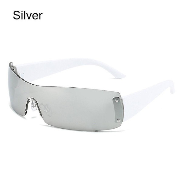 Punk One Piece Solglasögon Goggle Ny Y2k Lyxvarumärke Solglasögon Skyddande Ögonkläder Uv400 Femstjärniga Glasögon Sport Solglasögon Silver