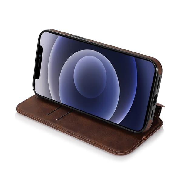 iPhone 12 Mini Kotelo Nahkalompakko Käännettävä Puhelinkotelo Brown iPhone 12 Mini