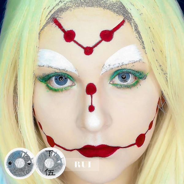 2st/par Årliga kontaktlinser för ögon Colorcon Cosmetics Cosplay Lins Cosplay Makeup Anime Tillbehör Färgade linser Kamado Nezuko Pink