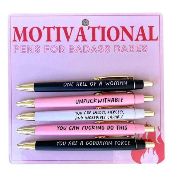 Motivations-Badass Pennset, 5 stycken roliga dagliga kullagerpennor Kontorsgåvor-1