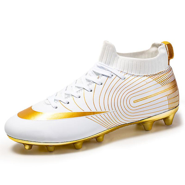 KIDENG Fotbollsskor för Barn Pojkar Flickor Ankel Fotbollsskor Gräs Träning Sport Skor Sneakers Yj723 White 43