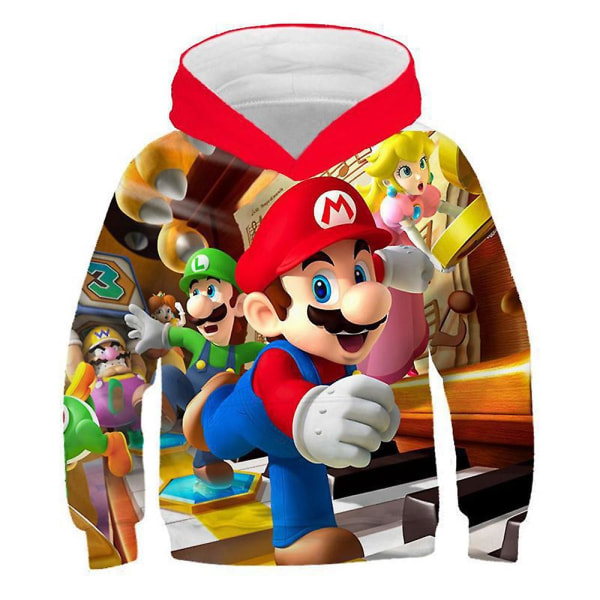 Super Mario Print Kids Hoodie Sweatshirts Långärmad Hood Pullover Sport Toppar C 7-8 Years