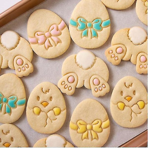 5-pack Cartoon Kyckling Kanin Ägg Cookie DIY Bakverktyg Påsk Cookie Form Jd4 Easter Bunny Egg