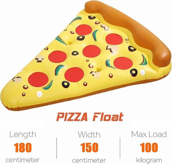 Large Inflatable Pizza Slice Pool Float with 3 Pcs Inflatable Drink Holders, Fun Pool Toys, Swimming Party Toy Summer Pool Float