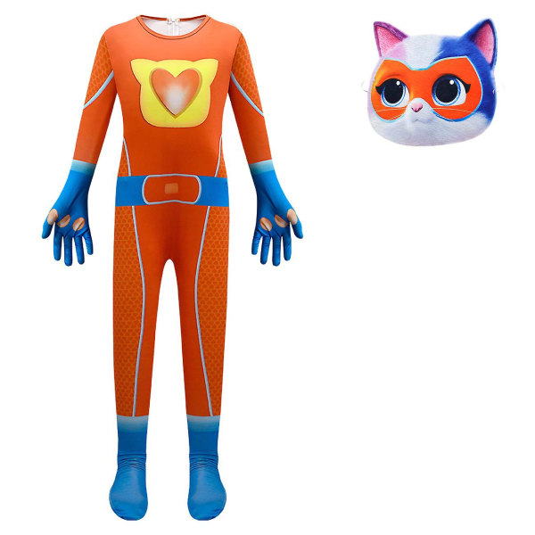 Nye Superkitties Cosplay Jumpsuits For Barn Drakter Halloween Costume Performance Romper All Saints' Day Barnekostyme Orange 100cm