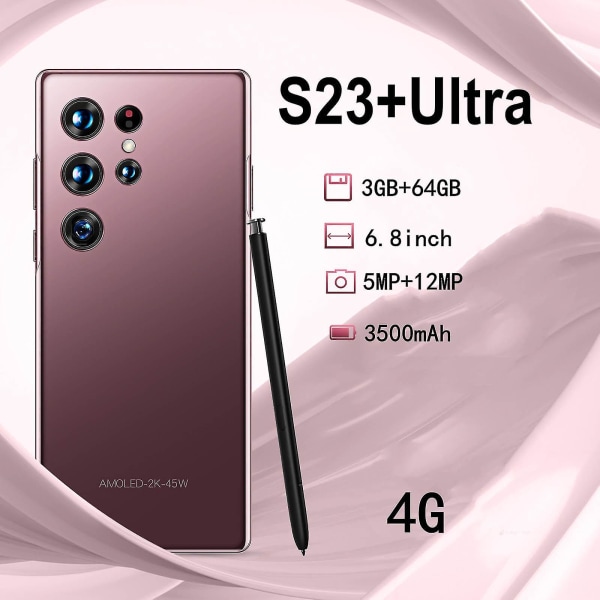 Matkapuhelimet S23+ultra 4g älypuhelin 6,8 tuuman HD Dual Standby Card Slot 3+64g Muisti 2600mah Akkutuki laajennus 128g Face Unlock