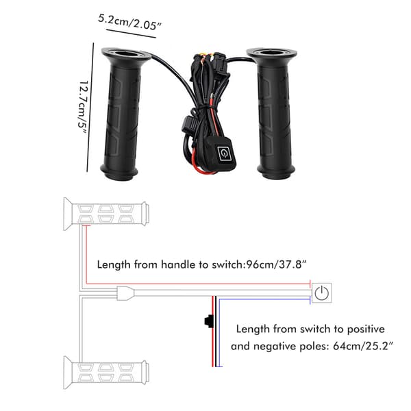 12V Motorcycle Handlebar Heater Cover Adjustable Temperature Electric Heating Waterproof Grip