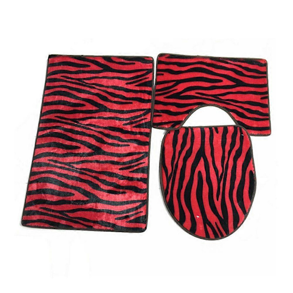 Leopardprint 3-delt sæt toiletsæde gulvmåtte tæppe brown rectangle