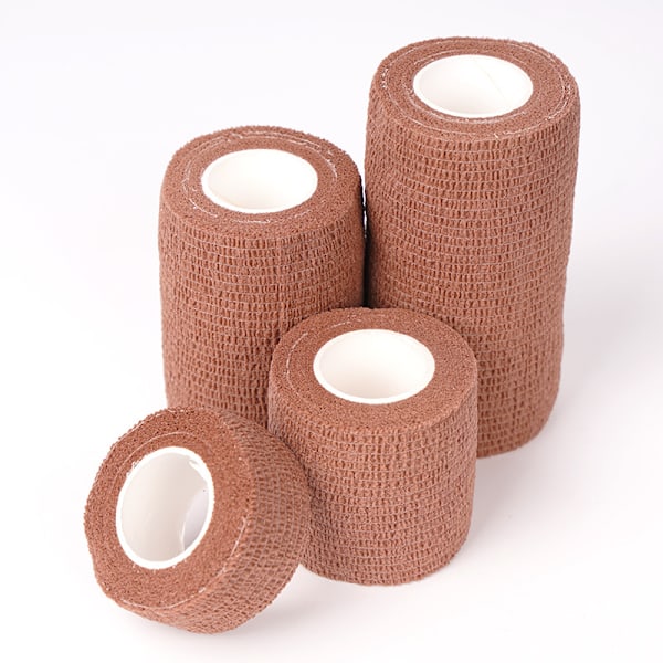 2 stk. farvede elastiske selvklæbende sportsbandager til hånd og håndled, bandage til binding af ko-ben og bordben, beskyttende bandage brun brown 10cm*4.5m