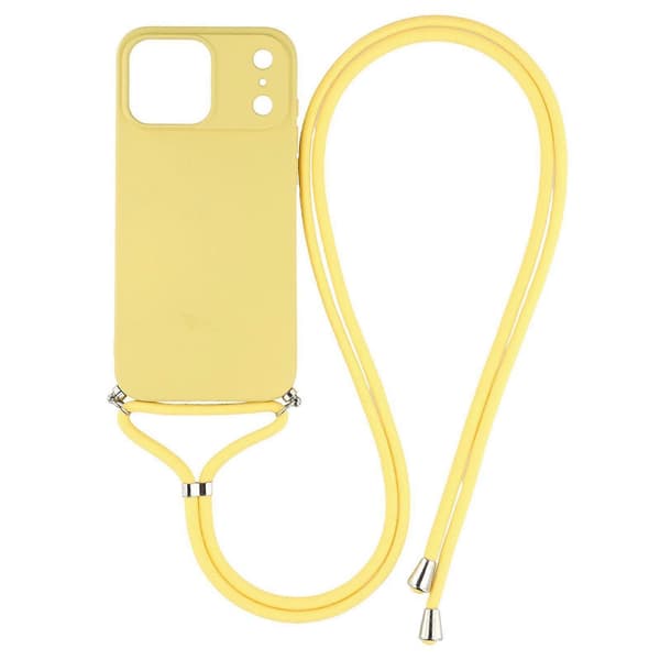 Skal för iPhone 17 Pro, mjukt TPU-fiberfoder, telefonfodral med axelrem Yellow