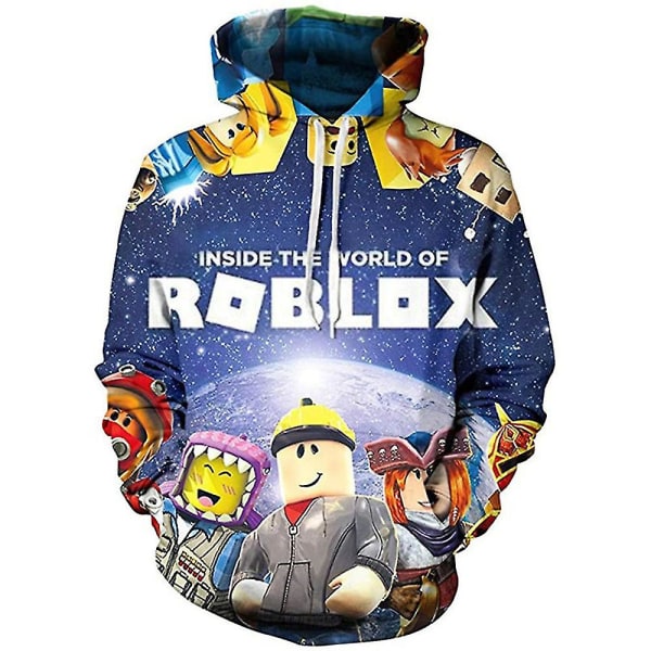 Roblox Gaming Sports Hoodies til Børn (5-10 år) - Drenge og Piger - Hættetrøje med Hætte - Gaveidé E 6-7 Years