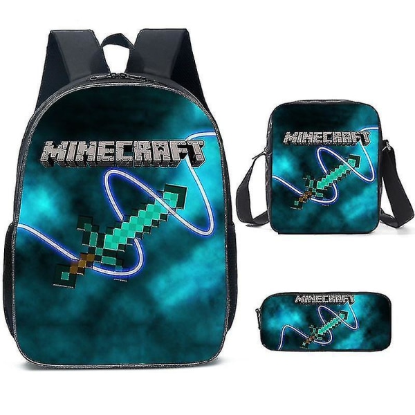 Minecraft Skolväskor för grundskola och gymnasieskola Minecraft Game Perifer ryggsäck i tre set K
