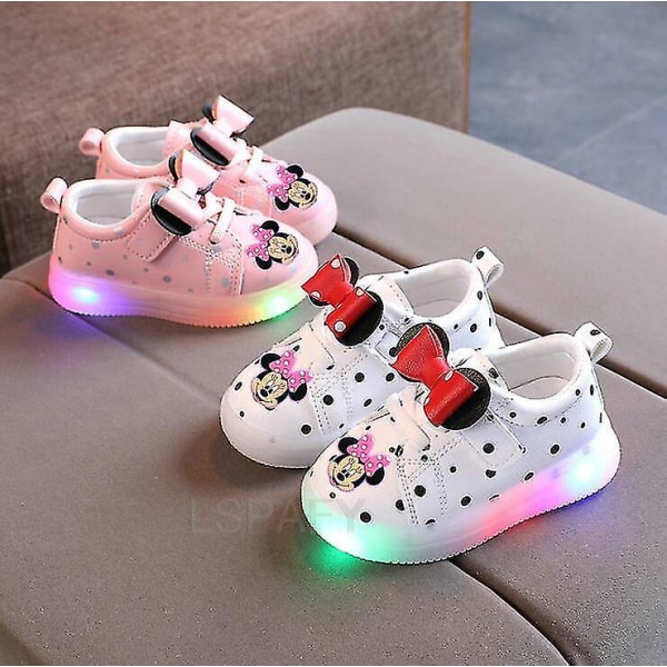 Animasjon Mote Baby Barn Glødende Joggesko Barn Guttesko Chaussure Enfant Minnie Mouse Jenter Sko med LED-lys 26-Insole 16 cm