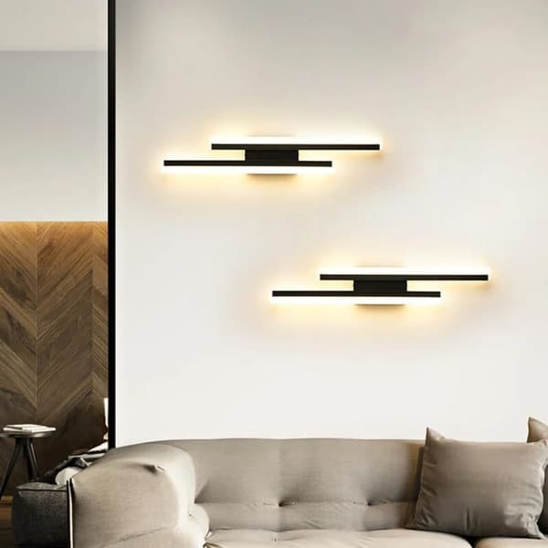 Indoor LED Wall Lamp, 16W Modern 3000K Warm Light, Black Acrylic