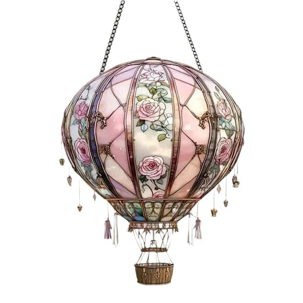 Solar-powered hot air balloon garden light with flame effect, acrylic hanging solar light G 1 pc
