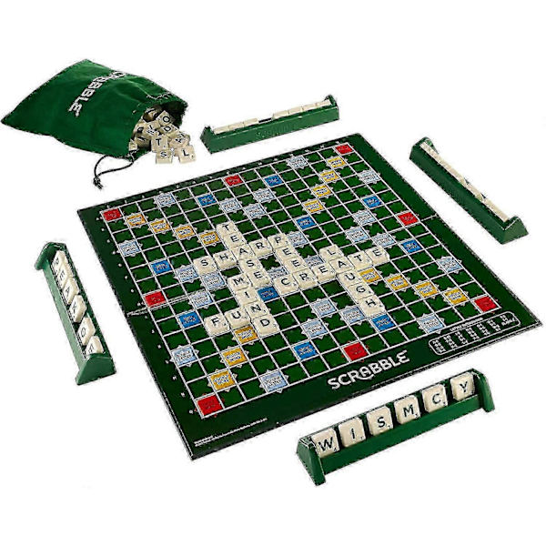 Scrabble Stor Sammenklappelig Udgave med Roterende Træspilleplade
