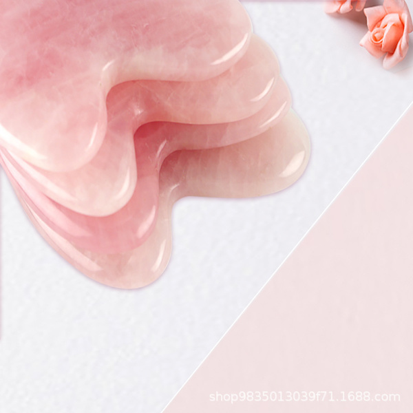 Luonnollinen Gua Sha Jade Rose Quartz -kivipaneeli - Vaaleanpunainen