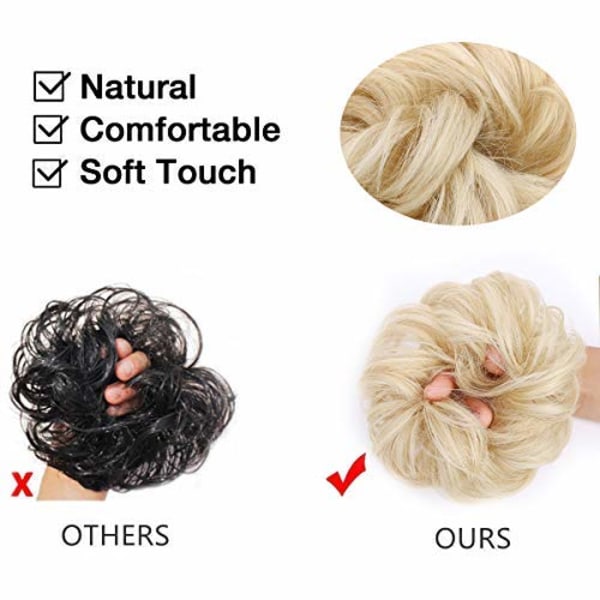 1 kpl Messy Bun -hiuslisäke - Scrunchie -kihara -aaltoileva -synteettinen -hiusmyssy -naisten -kampaus Pale Ash Blonde Mix Bleach Blonde