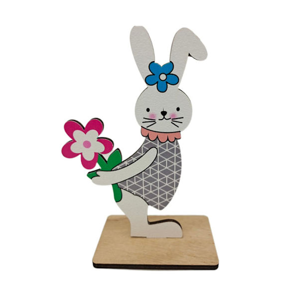 Naturlig Kaninfigur Cartoon Densitetsbräda Kreativ Påskkanin Mittpunkt Festtillbehör 8