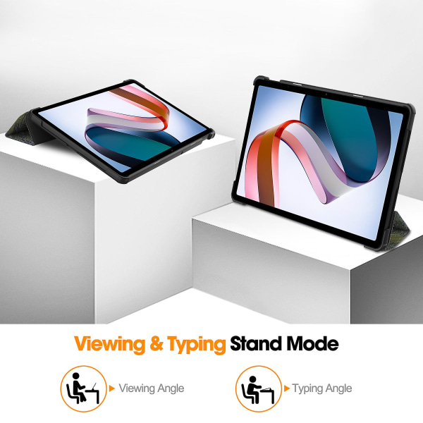 For Xiaomi Redmi Pad Se PU Lær Tabletveske Mønstertrykk Tabletdeksel Med Tri-fold Stativ Starry Sky