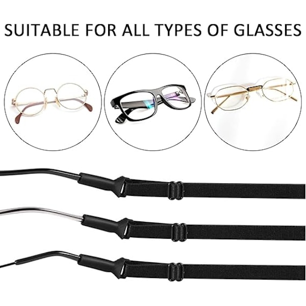 Justerbara glasögonband, glasögontillbehör, solglasögonkedja, sportglasögonband, glasögonhållare, universell glasögonhållare Vuxenmodeller Adult models 21CM