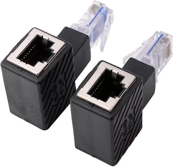 2 kpl 90 asteen Ethernet-sovitin oikea+vasen kulma RJ45-pistoke-liitinsovitin