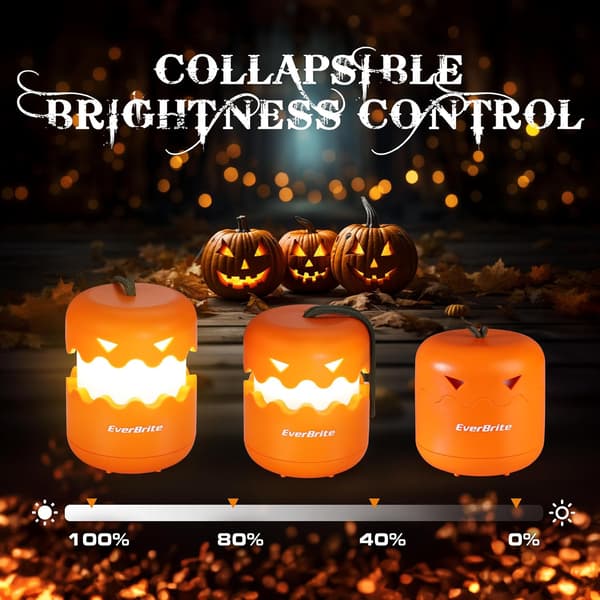 3-pack Halloween Pumpkin Lantern, Foldable Jack O Lantern Lights with Lanyard, Battery Operated Halloween Lanterns