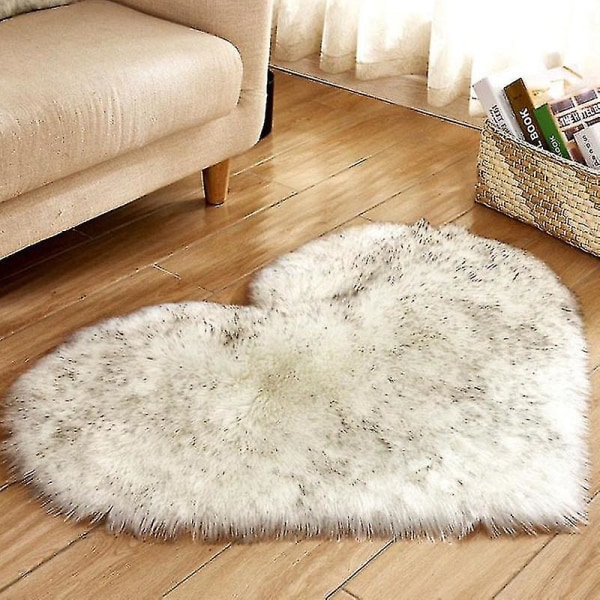 Pörröinen Shaggy Matto Sydämenmuotoinen matto Makuuhuoneen Yksivärinen Pehmomatto Korkealaatuinen White Gray 30x40cm