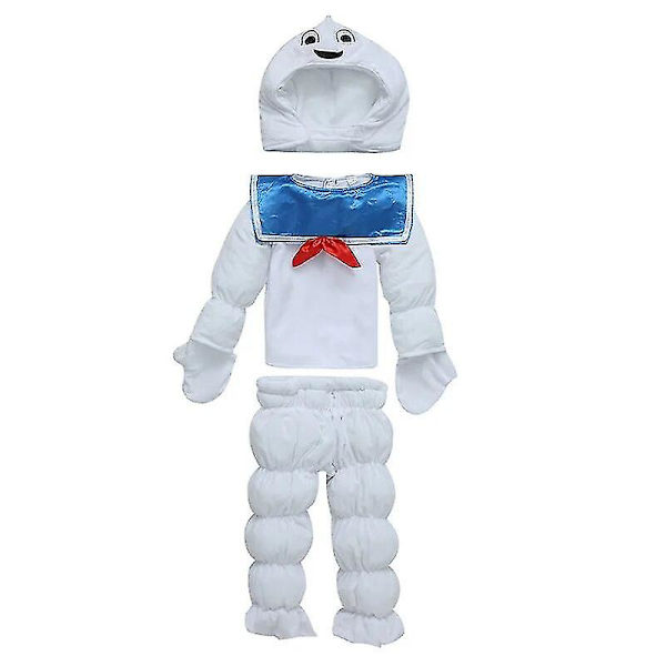 Ghostbusters Marshmallow Puft Barnkläder Cosplay Halloweenfest För Söta Vita 3-Delar Set Lilla Monsterkläder 80-90cm
