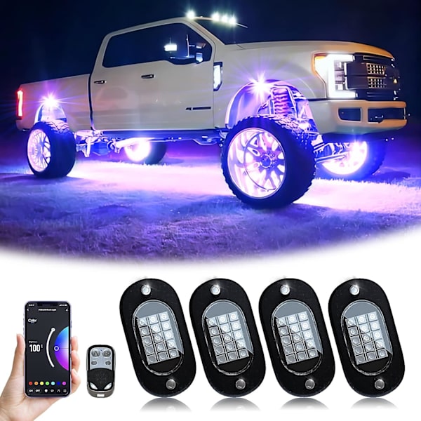 Rock Light-kit Neon Underglow Vattentät Underkroppsbelysning för Bil Lastbil 4 Pods