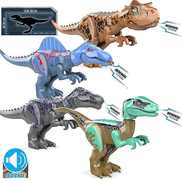 Jurassic Dinosaur Building Blocks Set Big Size Sound Dinosaur Legetøj Kids Gift D