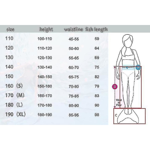 Merenneidon hännät uimiseen lapsille ja aikuisille Monofinin kanssa, ssxjv light blue XL