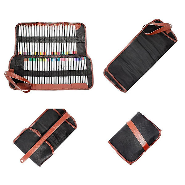 Blyantsholder, 72 Assorterede Farvede Blyanter Organizer, Rulbar Vaskbar Canvas Blyanttaske Til Skole