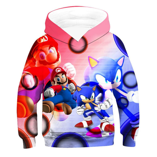 Super Mario & Sonic Kids Luvtröjor Print Hoodie Sweatshirts Pullover Toppar för pojkar och flickor Fest och födelsedagspresenter A 6-7 Years