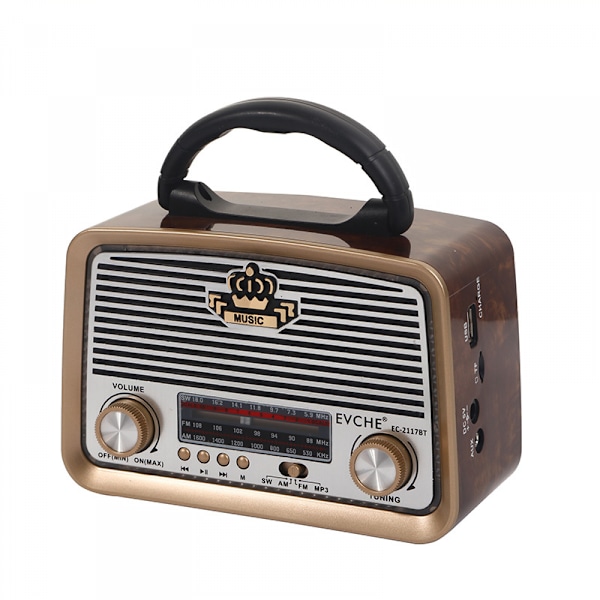FM Radio Vintage Radio Retro Radio Bærbar Radio Kortbølgeradio Vintage Radio med Bluetooth Høyttaler USB TF AUX MP3-spiller