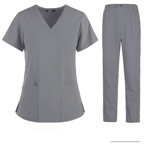 Sairaanhoitajan naisten kangas lyhythihaiset lääketieteelliset univormut Grey S