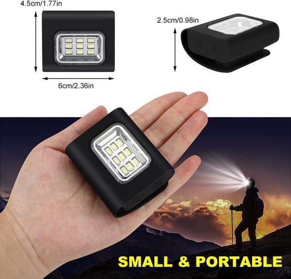 Løbelys, Brystlys til Løb, USB Genopladelig LED Brystlys Mini LED Natlys med 4 Lystilstande Løbelys til Jogging, Camping