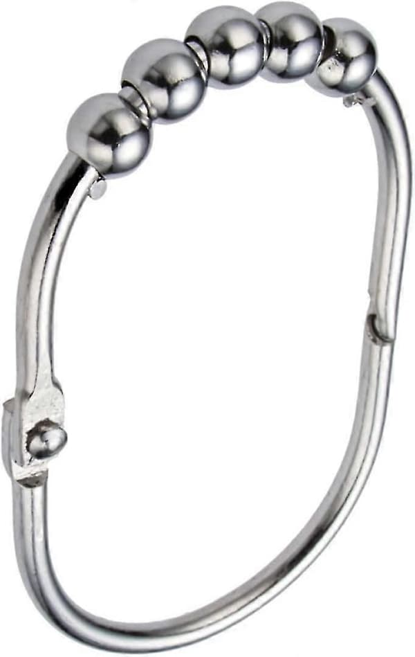 Brede dusjforhengringer kroker, rustfritt stål sett med 12 Polished Chrome
