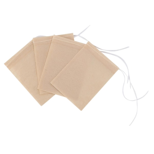 500-pack tepåsar, engångspapper tepåse med dragsko för löst te, kaffe (naturlig