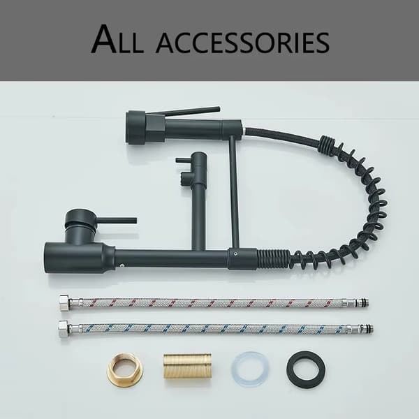 2-spray pull-out kitchen faucet - 360° swivel deck mount, hot/cold flexible hose - B