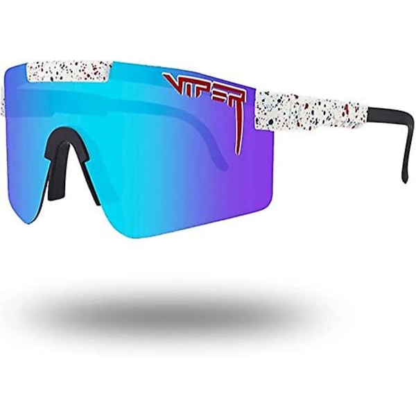 Sportssolbriller til mænd og kvinder udendørs cykling polariserede løbe fiskebriller, solbriller Uv-400 udendørs sportshvid, blå 1 stk.