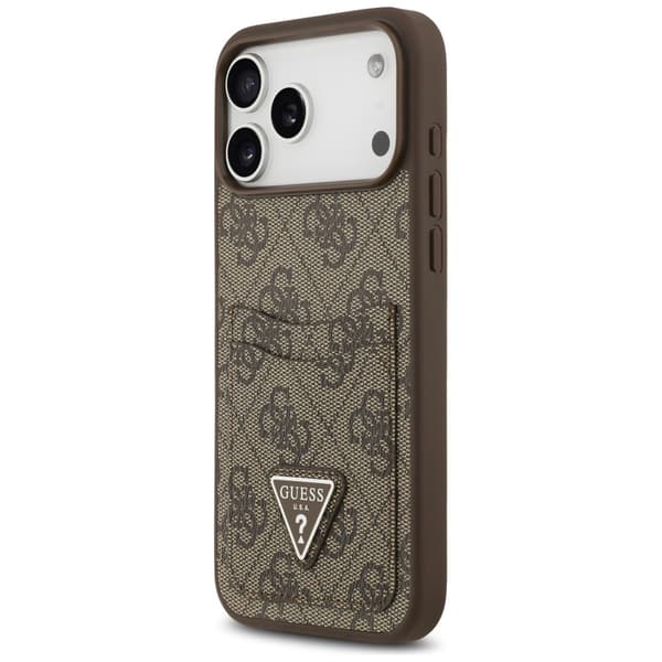 Guess 4G Double Card Triangle-deksel til iPhone 17 Pro Max brun