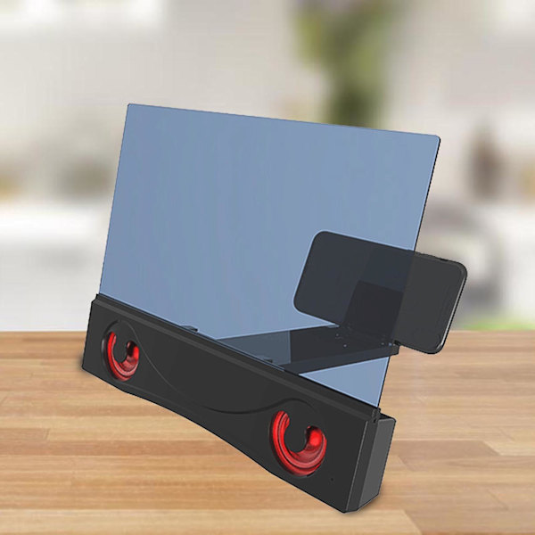 Farfi 12 tuuman puhelimen näytön suurennos kädet vapaana erittäin selkeä 3D suurennettu matkapuhelimen näytön vahvistin teline Bluetooth-yhteensopivalla stereokaiuttimella