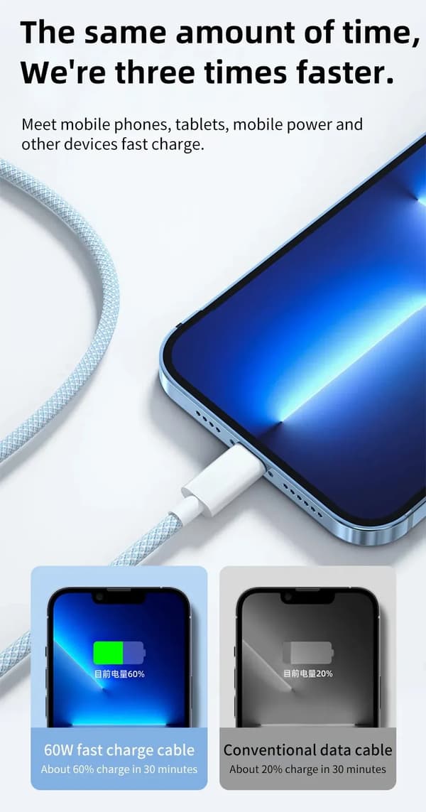 60W 6A USB Type C til Type C Kabel Datalinje til iPhone 15 16 Samsung Xiaomi Hurtigopladning USB C til C Kabel Type C Dataoplader Lavendel Lavender 2m