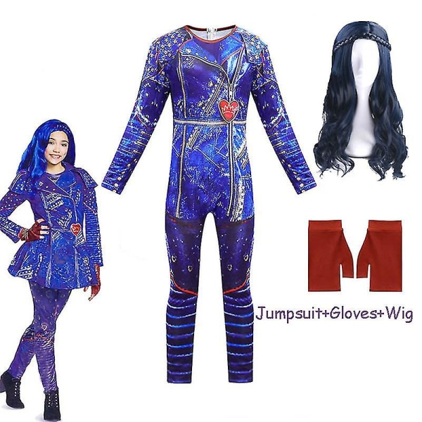 Audrey Evie Evil Mal Descendants 3 Cosplay-asu Tyttöjen syntymäpäivä Halloween-juhlapuku ja peruukki lapsille Naamioituneet jälkeläiset 13T Evie-01