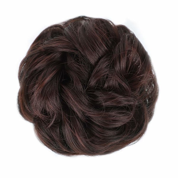 1st Osnygg Hårknut Hårdel Förlängning Lockig Vågig Osnygg Syntetisk Chignon Kompatibel med Kvinnor Uppsatt Hårdel Dark Auburn Mixed#