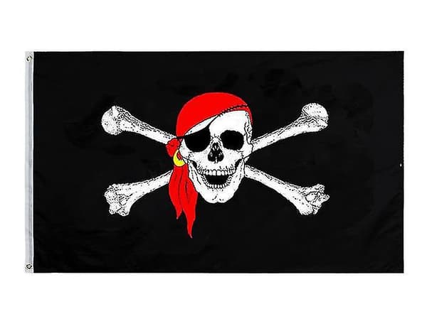 Piratflag til udendørs og piratfester (2 stk, sort + rød)