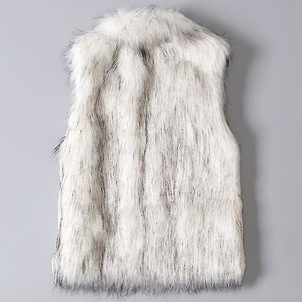 Vinterväst i ull för kvinnor, konstpälsväst, ståkrage, konstpälsjacka, väst, storlek L XL